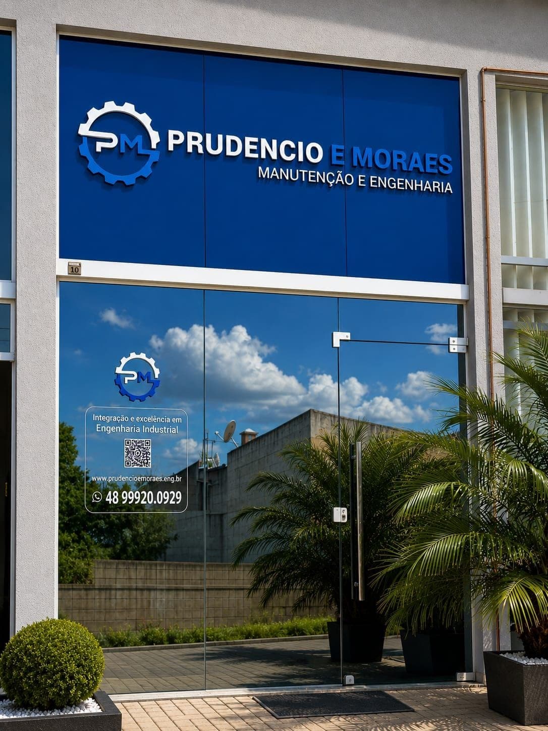 Fachada da sede da Prudêncio e Moraes Manutenção e Engenharia